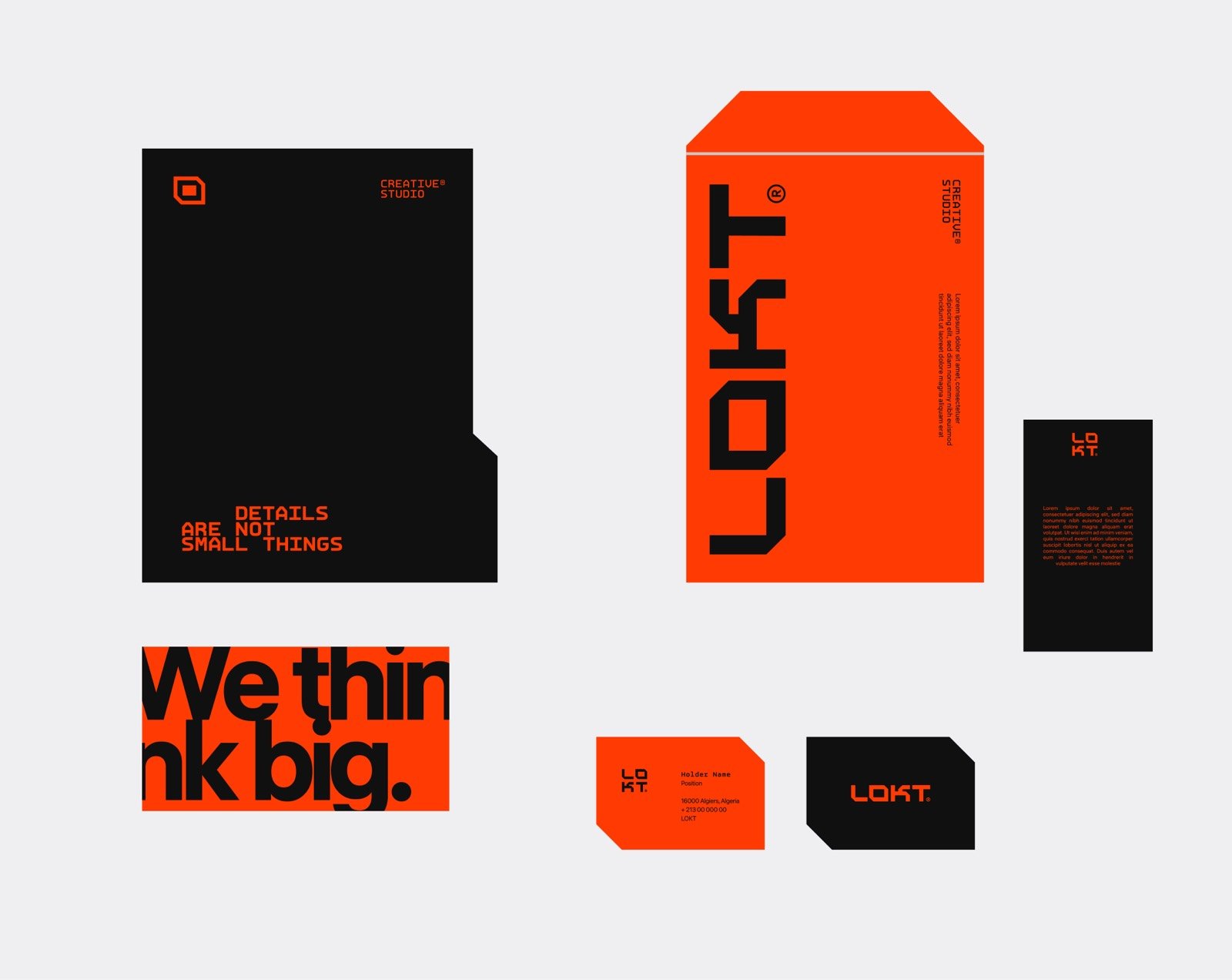 LOKT stationery: folder, envelope and business cards